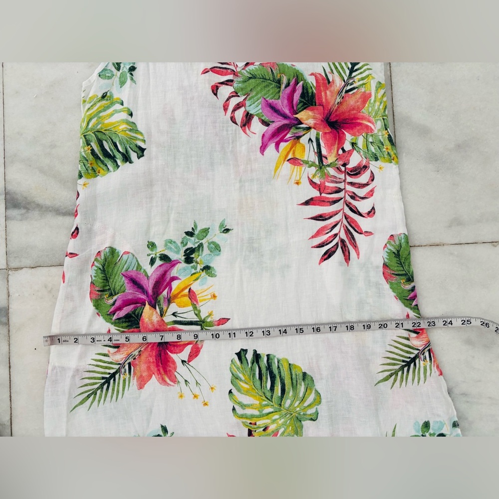 Lungo L’arno Dress Hawaiian Floral Linen Sleeveless Pockets M NWT Boho Italy - Picture 7 of 9